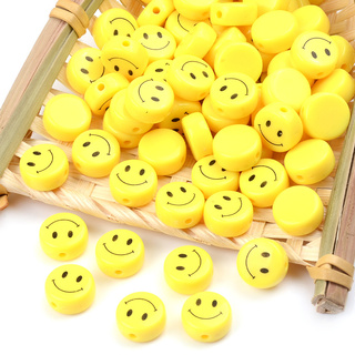10 mm 12 mm plano redondo amarillo sonriente cara cuentas sonrisa cara con cuentas para mujer joyería hacer pulsera diy perlas accesorios 2021 nuevo