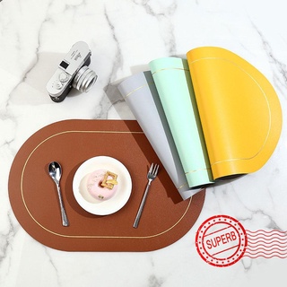 5 Colros Oval Design Placemat Nordic Style Home Dining Plate Mat Blue/Red/Balck/Green/Brown Z7J0