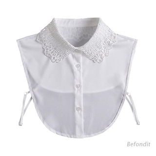 bef mujeres decorativo blanco falso cuello de encaje hojas bordado media camisa dickey top