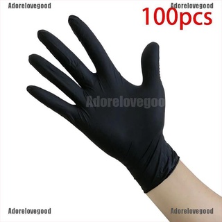 [alg] 100 guantes desechables de nitrilo para trabajo, cocina, alimentos, impermeables, guantes limpios, color negro