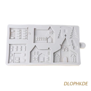 dlophkde 3d - molde de silicona para casa de navidad, fondant, herramientas de decoración de pasteles, chocolate, yeso, sugarcraft, molde para hornear