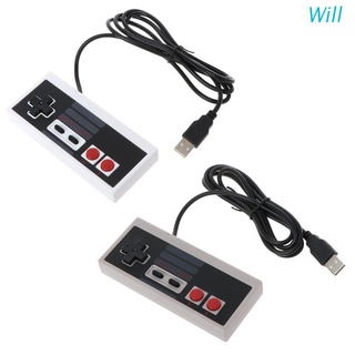 Will USB Gaming Controller Plug-Play plástico negro+gris para NES PC Windows nuevo