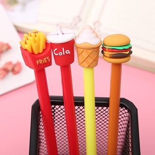 4 piezas de bolígrafo de Gel lindo creativo francés patatas fritas Cola hamburguesa helado neutro bolígrafos estudiante tinta negra herramientas de escritura suministros de oficina papelería
