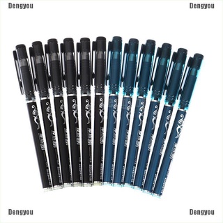 <dengyou> 12 bolígrafos borrables calientes de gel de fricción 0.5 negro borrable para estudiantes