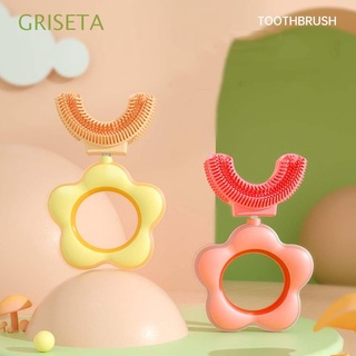 GRISETA Manual Training Toothbrush Flower Shape Baby Toothbrush Children's U-shaped Toothbrush Mouth-style Silicone Cleaning Teeth Soft Oral Care Kids Teeth Cleaning Tool/Multicolor