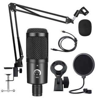 Professional USB Computer Microphones Kit With Adjustable Scissor Arm Stand Shock Mount For PC Computer Laptop Singing Gaming Streaming Recording Studio YouTube Video Microfon w1