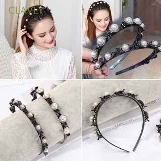 CLAVLY Women Headband Modeling Tool Hair Accessory Pearl Hairpin Hairpin Fashion Tooth Design Hairstyle Bangs Fixed