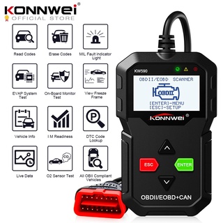 2020 obd herramienta de diagnóstico konnwei kw590 lector de código de coche automotriz obd2 escáner soporte multimarcas coches y idiomas envío gratis