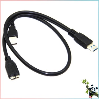 [❄CH❄]#0.6m Dual USB 3.0 A Male to Micro B Y Black Power Data Cable Mobile Hard Disk 2-connector Y-design