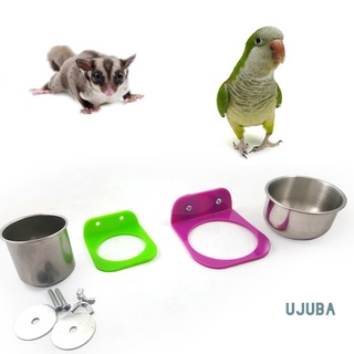 ujb - cuenco de alimentación de agua de acero inoxidable para pájaros, loro, alimentador para mascotas