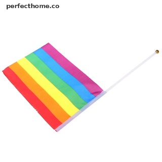 [Nuevo] 5X Arco Iris De Mano Ondeando Bandera Gay Orgullo Lesbiana Paz LGBT Banner Festival [perfecthome]