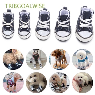 tribgoalwise moda perro zapatos denim lona casual cachorro botas nuevas impermeable antideslizante lona calzado/multicolor