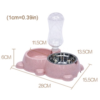 RG Automatic Water Feeding Pet Dog Cat Feeder Double Bowl Drinking Water Bottle Kitten Slow Food Container Supplies (2)