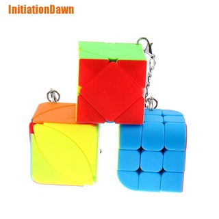 Initiationdawn> Mini llavero Cubo rompecabezas triédrico Cubo Magico juguete educativo para niños