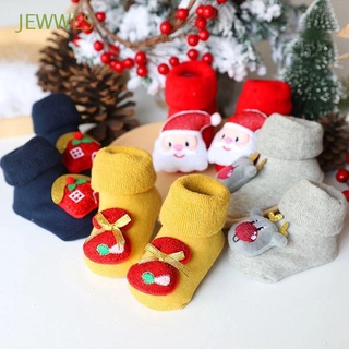 jewwes 1-3 años de edad recién nacido piso calcetines de navidad bebé calcetines lindo estéreo muñeca niño otoño invierno suave niñas antideslizante suela/multicolor