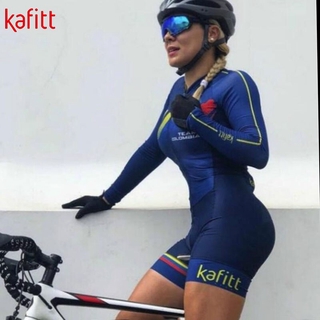 macacão de Ciclismo Kafitt lProfessional team triatlón mujer manga larga traje de Ciclismo negro Ciclismo ropa deportiva Macaquinho Ciclismo Feminino (8)