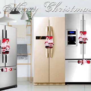 Hunanweiyao1 2 Unids/set Navidad Refrigerador Manija Cubierta Santa Cocina Horno Microondas Nevera Puerta Pomo Protector De La