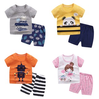 mybaby conjunto de camiseta de manga corta para bebé/niñas+pantalones cortos a rayas/conjuntos casuales