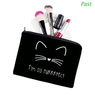 Pasado bolsa de cosméticos con colgante lindo gato impreso pequeñas bolsas de maquillaje de viaje impermeable neceser bolsa para mujeres niñas