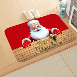 ❉Tm☀Alfombra de franela de estilo navideño, absorción de agua antideslizante, alfombra rectangular para cocina, baño,