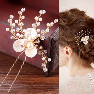 moda elegante encantador mujeres novia boda imitación perla blanca flor pelo diadema horquilla joyería para boda
