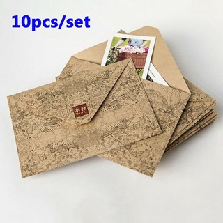 penalosa 10 unids/lote vintage sobre marrón escuela papelería sobres tarjeta de felicitación creativo suministros de oficina papel kraft postales cubierta/multicolor (7)