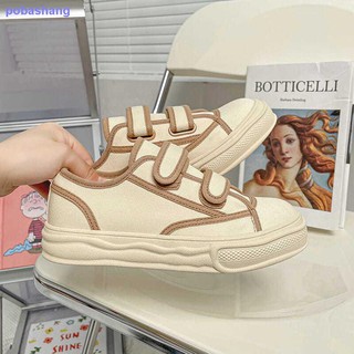 Leche té color Velcro zapatos de lona mujer verano 2021 nuevo estilo nicho diseño sentido dissoing zapatos blancos