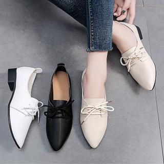 zapatos de mujer 2020 individual mujeres estudiantes cuero blanco puntiagudo pisos