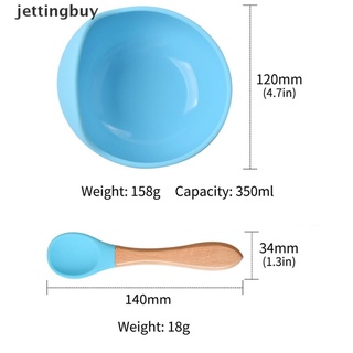[Jettingbuy] cuenco de silicona para bebé, vajilla de alimentación, cuenco de succión para niños, madera caliente