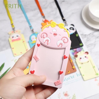 FRITH Cute Animal Protector Cover Student Work Card Silicone ID Badge Card Holder 1PC Bus Card School Office Supplies Name Card with Rope