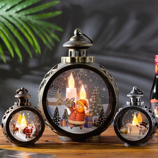 Qqmall creativo colgantes de navidad Santa Claus decoraciones de navidad luces LED lámpara de viento festivo árbol de navidad para interior al aire libre ventana adornos muñeco de nieve linternas/Multicolor (8)