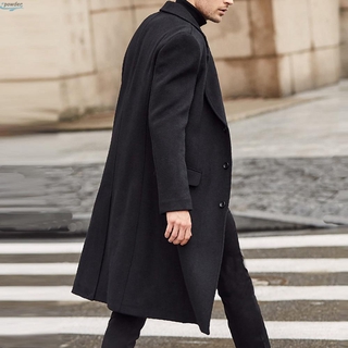 abrigo de manga larga de los hombres blazer de invierno de negocios gabardina cortavientos outwear abrigo largo chaqueta de trabajo formal más el tamaño (4)