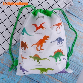 Initiationdawn> bolsa de regalo de dinosaurio no tejida bolsa mochila niños viaje escuela bolsas con cordón