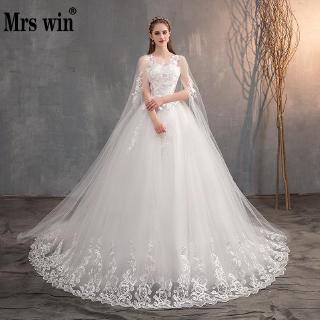 2020 chino vestido de novia con gorra larga de encaje vestido de novia con tren largo bordado princesa más Szie vestido de novia