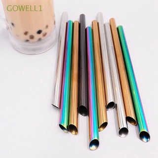 GOWELL1 Straight Drinking Straw Pointed End Household Party Supplies Milkshake Bubble Tea Stainless Steel 12mm Wide Reusable For Mugs Washable Bar Tools/Multicolor
