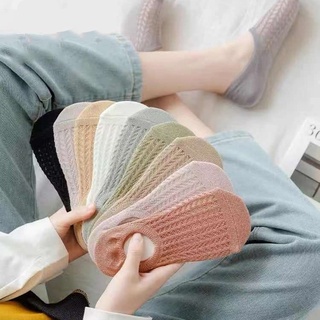 1 par de nuevos calcetines cortos de algodón transparente de las mujeres de verano hueco invisible sólido delgado transpirable tobillo calcetines antideslizantes silicona (6)