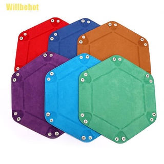 [Willbehot] bandeja plegable de dados caja de cuero Pu plegable hexagonal bandeja cuadrada juego de dados [caliente]