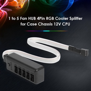 Ber 1 to 5 Multi Way Fan HUB 4Pin RGB Cooler Splitter for Case Chassis 12V CPU