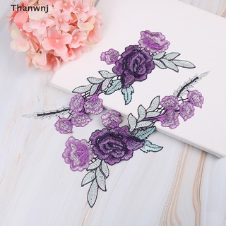 [tai] 2 unids/set púrpura flor bordado parches para ropa apliques bordado collar sdg