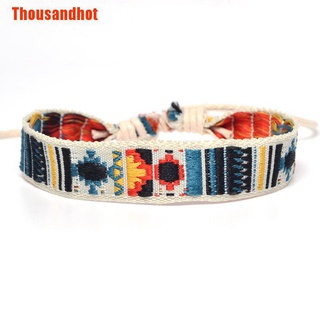 [Thousandhot] Pulseras de amistad estilo bohemio de algodón hecho a mano joyería étnica (1)