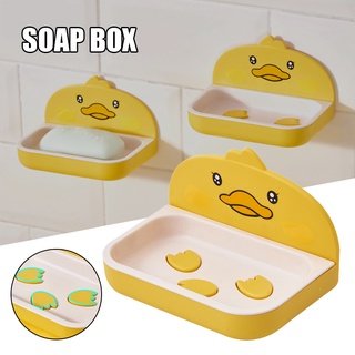 Wall-mounted Yellow Duck Soap Holder Double Layers with Detachable Slotted Punch-free Drain Soap Dishes for Bathroom
