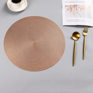 Mantel individual de 38 cm para mesa de comedor de PVC de plástico hueco aislamiento redondo barroco mediterráneo posavasos almohadillas de mesa (3)