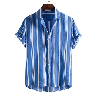[EXQUIS] moda hombres verano Casual impreso bolsillos de manga corta Top blusa camisas (1)
