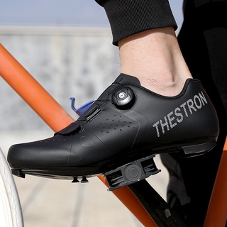 Hombres zapatos de ciclismo equitación bicicleta de carretera carreras de bloqueo rápido SPD Compatible Cleats transpirable (9)