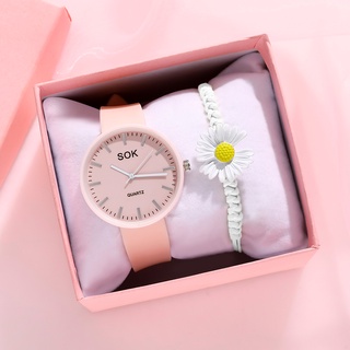 (Reloj + pulsera) Reloj de mujer Reloj de cuarzo con correa de silicona de moda Reloj deportivo de ocio