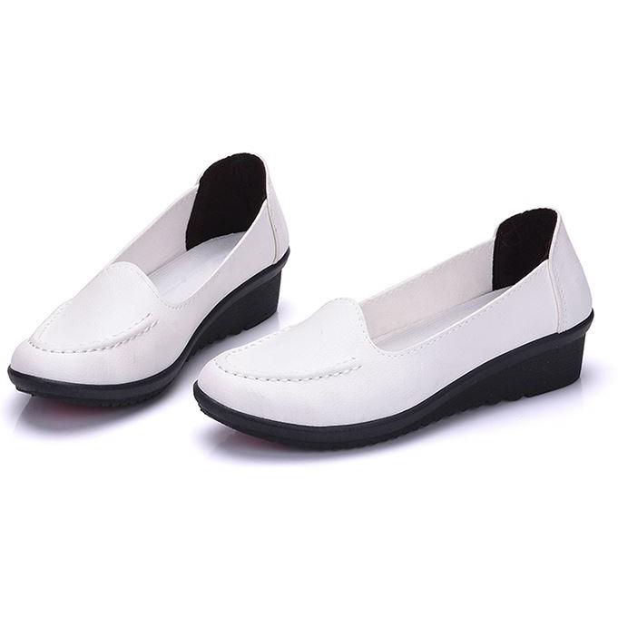 kasut jururawat putih enfermera slip hebilla zapatos planos enfermera zapatos blancos