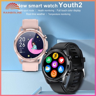 ❀Rain_youth2 Touch Bluetooth reloj inteligente temperatura corporal Monitor de frecuencia cardíaca pulsera♗