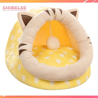 Camas lavables en forma de oreja de vellón gatito con bola de pelo semicerrada casa de mascotas