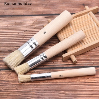 [romanholiday] juego de 3 pinceles de madera para cerdas de cerdo, acuarela, pintura al óleo, herramienta co