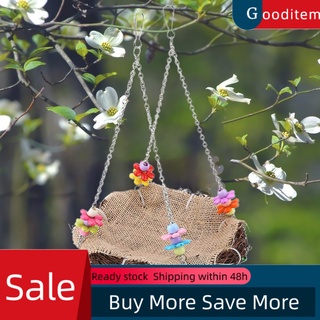 Gooditem Parrot Swing con campana colgante de ratán resistente a mordeduras de pájaro juguete para mascotas